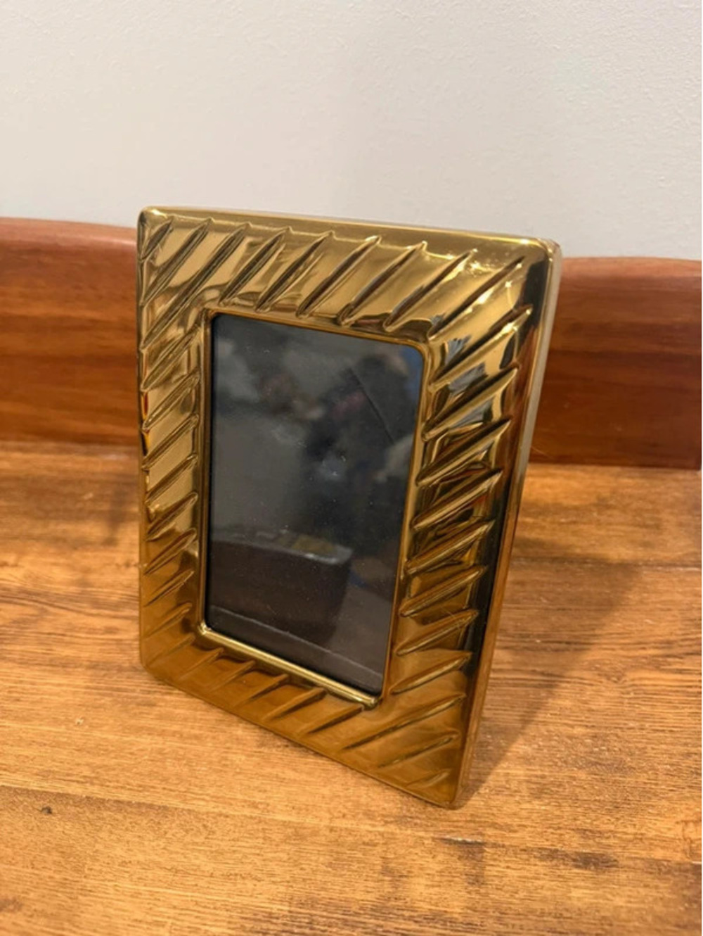 Vintage Brass Picture Frame Gold Tone Art Deco Hollywood Regency